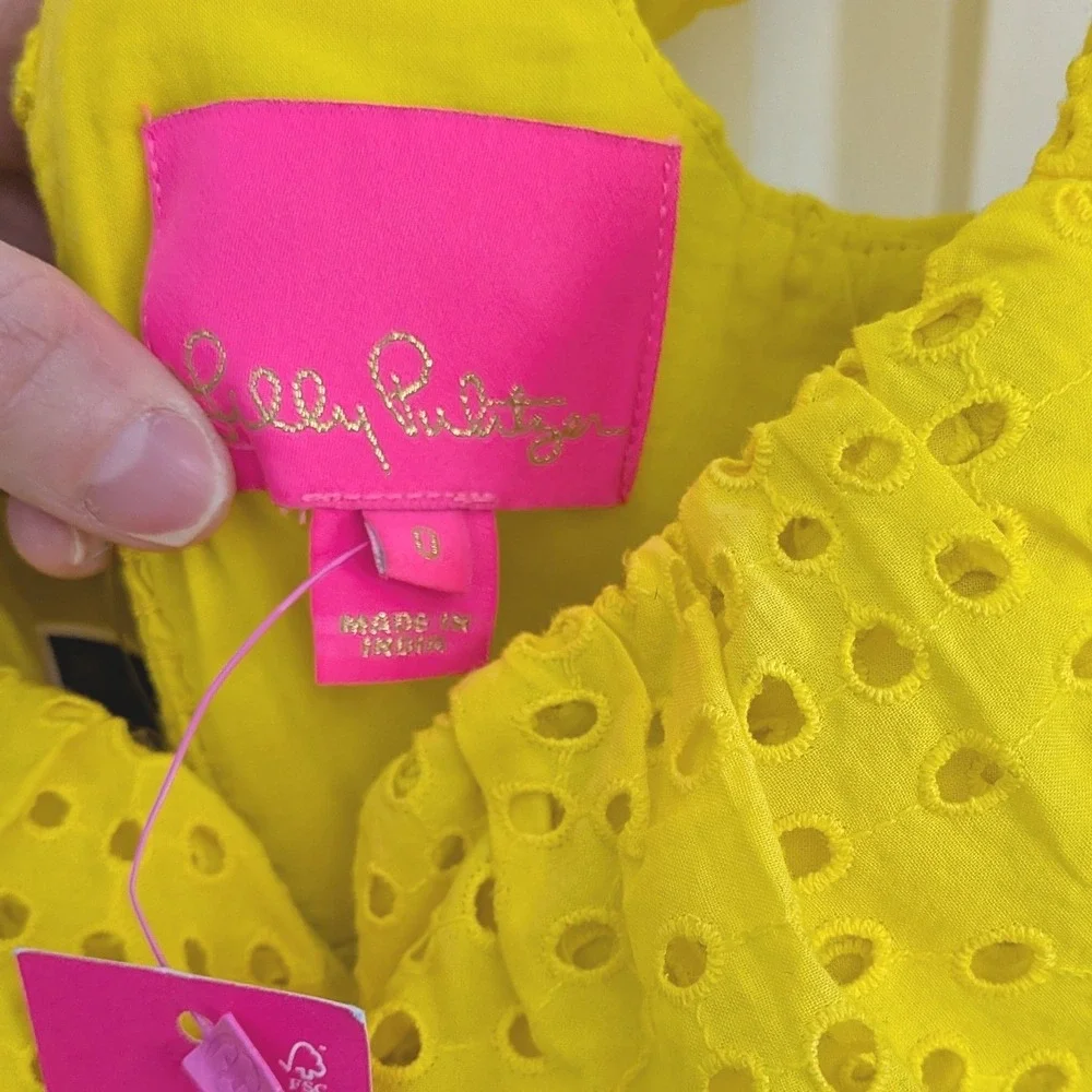 Lilly Pulitzer Asteria Dress Resort Yellow Daisy Dreams Eyelet Size 0 NWT $238 - Picture 4 of 12